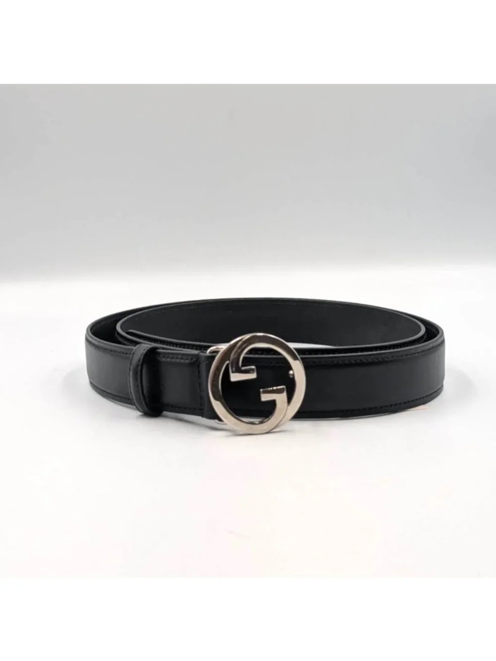 Gucci Men’s Interlocking G Ciny Calfskin W30mm Belt Black 120cm 734771